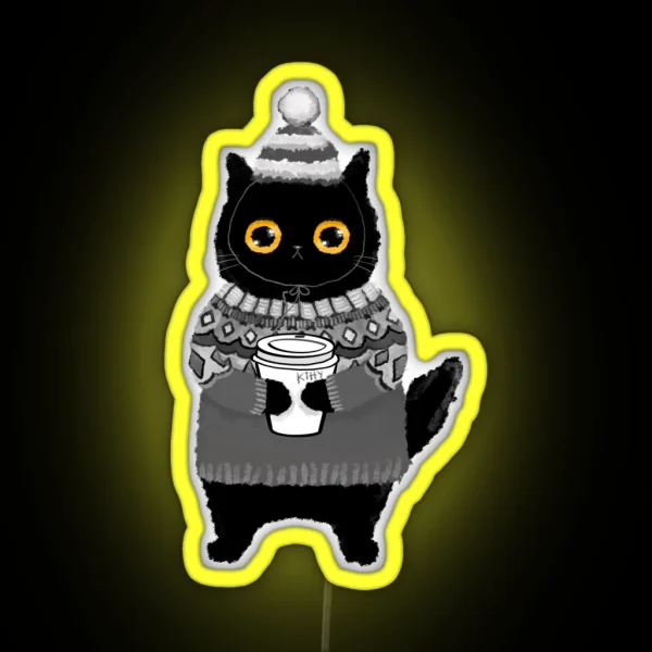 Kitty In Grey Lopapeysa RGB Neon Sign