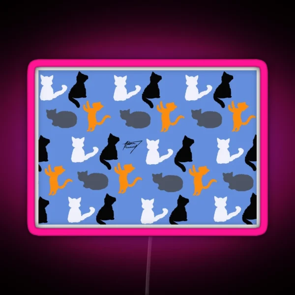 Kitty Pattern RGB Neon Sign