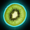 Vibrant kiwi fruit neon sign in colorful RGB lighting options.