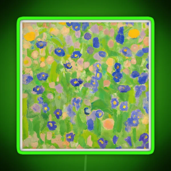 Klimt Flower Field RGB Neon Sign