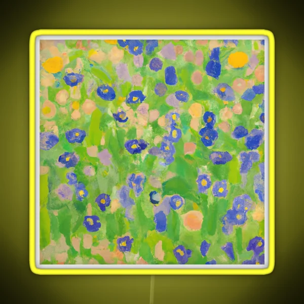 Klimt Flower Field RGB Neon Sign