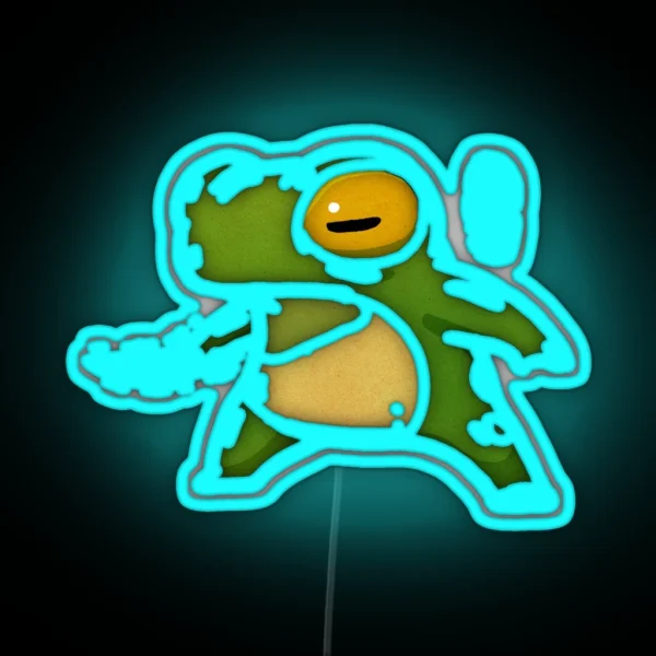 Knife Wielding Stabby Gremlin Frog Artwork Asian Style RGB Neon Sign