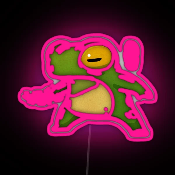 Knife Wielding Stabby Gremlin Frog Artwork Asian Style RGB Neon Sign