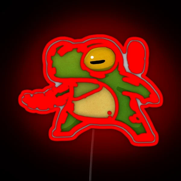 Knife Wielding Stabby Gremlin Frog Artwork Asian Style RGB Neon Sign