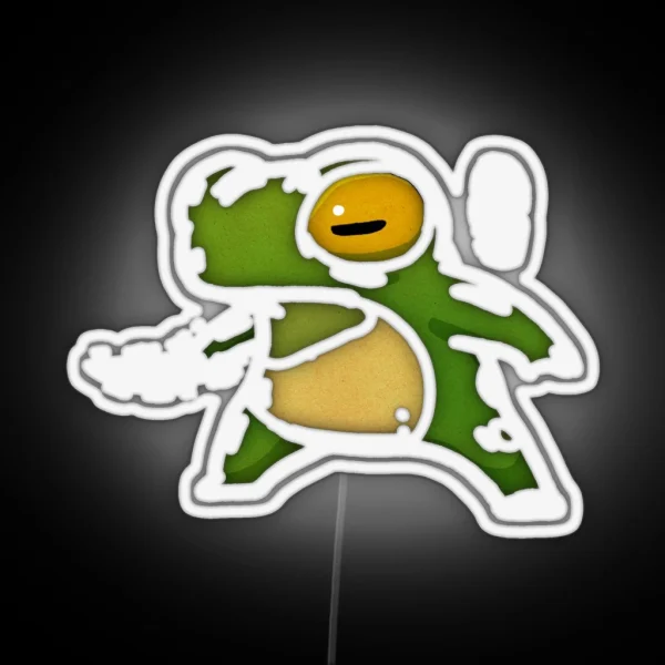 Knife Wielding Stabby Gremlin Frog Artwork Asian Style RGB Neon Sign