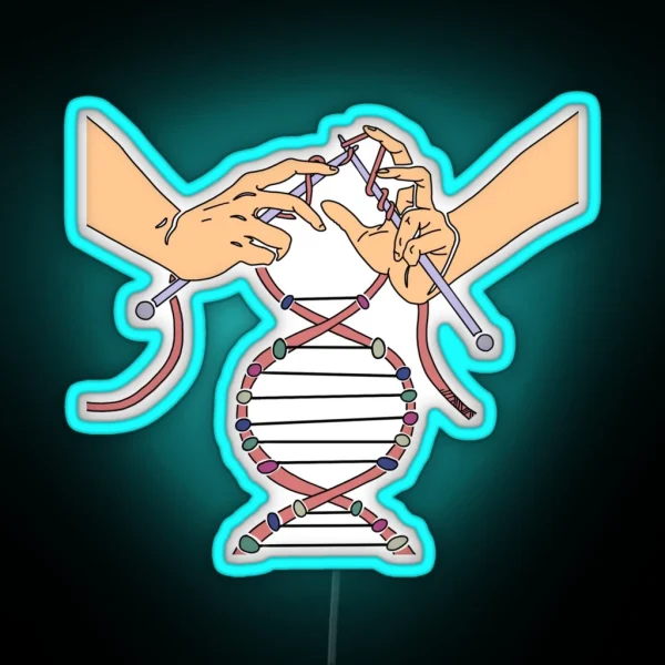 Knitting Together Life DNA RGB Neon Sign