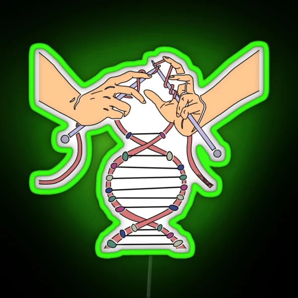 Knitting Together Life DNA RGB Neon Sign