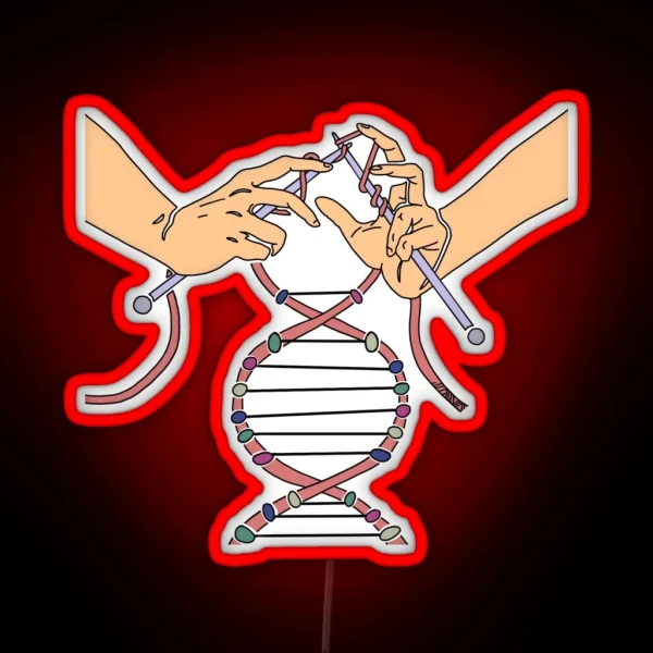 Knitting Together Life DNA RGB Neon Sign
