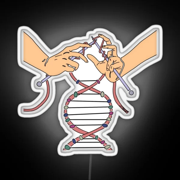 Knitting Together Life DNA RGB Neon Sign
