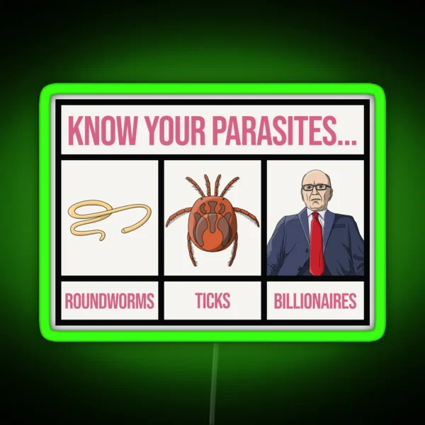 Know Your Parasites Anti Billionaire RGB Neon Sign