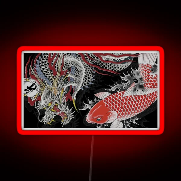 Koi And Dragon Tattoo Kiryu And Nishiki RGB Neon Sign