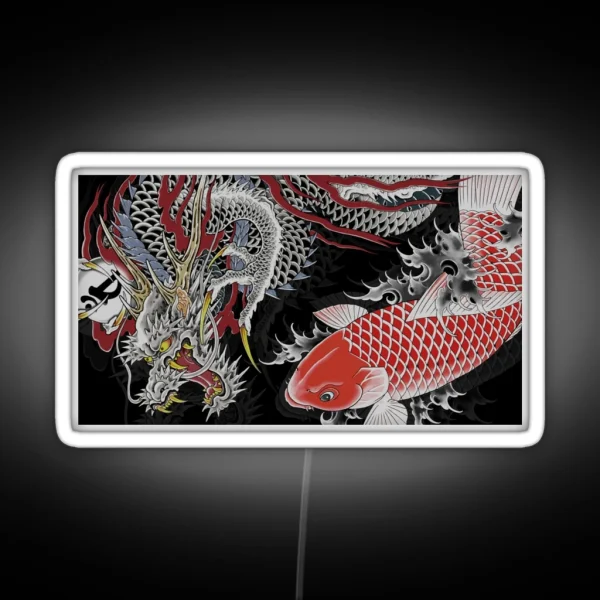 Koi And Dragon Tattoo Kiryu And Nishiki RGB Neon Sign