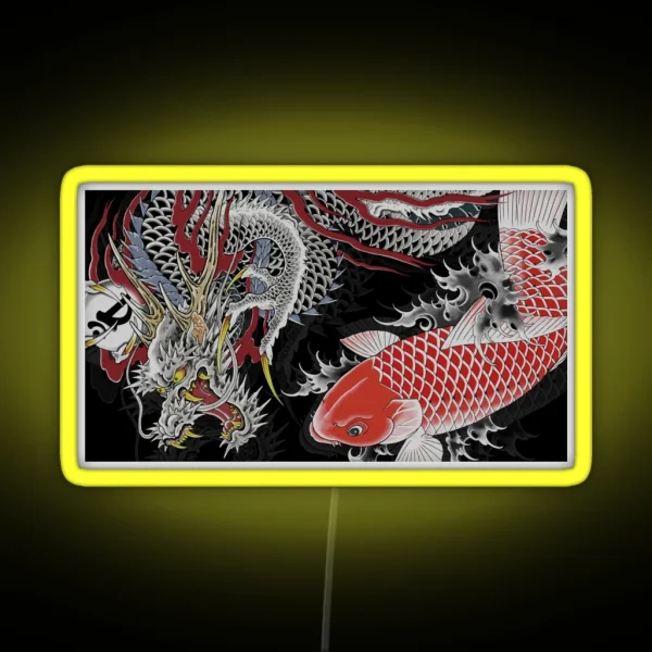Koi And Dragon Tattoo Kiryu And Nishiki RGB Neon Sign