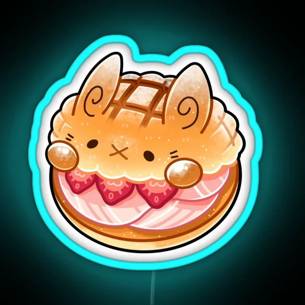 Konbini Bunny Melon Pan RGB Neon Sign