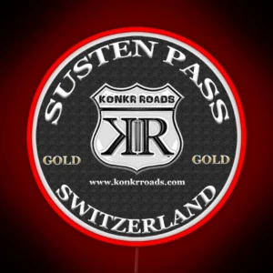 Konkr Roads Susten Pass Switzerland Tourtag Helmet Decal RGB Neon Sign