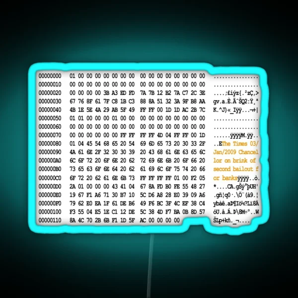 Kopie Von Bitcoin Genesis Block Code RGB Neon Sign