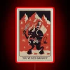 Electric Krampus Christmas decoration with vibrant red and black glow.