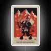 Krampus-inspired Christmas decoration with red and black neon glow accents.