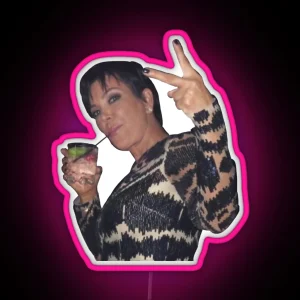 Kris Jenner Peace Sign With A Drink RGB Neon Sign