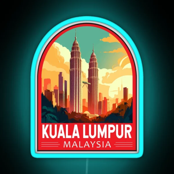 Kuala Lumpur Malaysia Travel Retro Emblem RGB Neon Sign