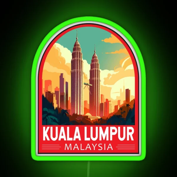 Kuala Lumpur Malaysia Travel Retro Emblem RGB Neon Sign
