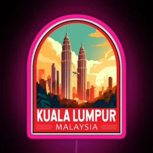 Kuala Lumpur Malaysia Travel Retro Emblem RGB Neon Sign