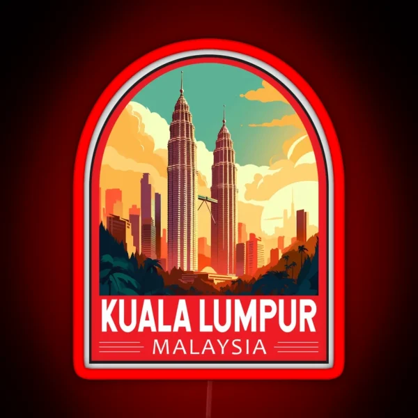 Kuala Lumpur Malaysia Travel Retro Emblem RGB Neon Sign