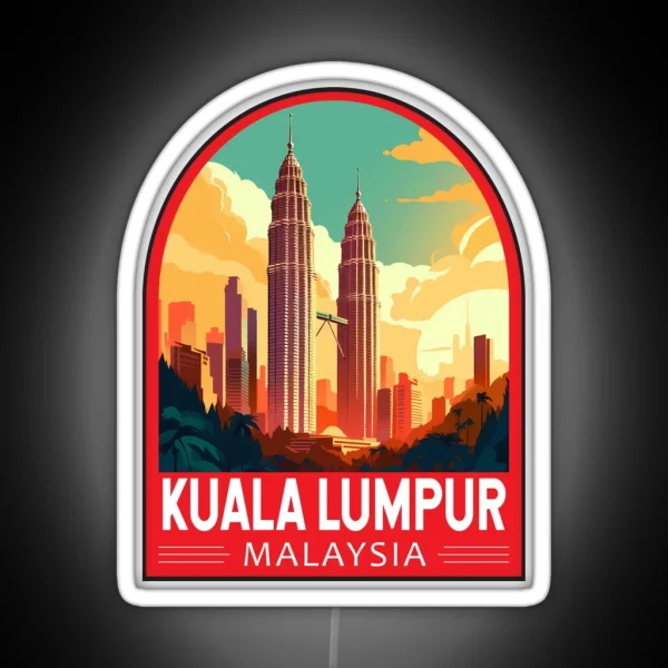 Kuala Lumpur Malaysia Travel Retro Emblem RGB Neon Sign