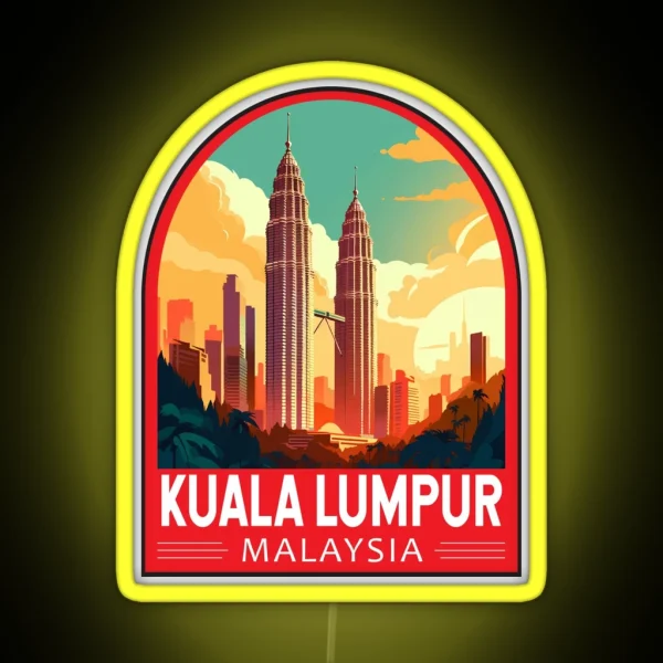 Kuala Lumpur Malaysia Travel Retro Emblem RGB Neon Sign