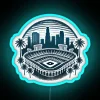 Neon LA Dodgers Stadium City Skyline MLB Team Logo Sign