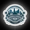 Iconic Los Angeles baseball skyline illuminated with vibrant RGB glow