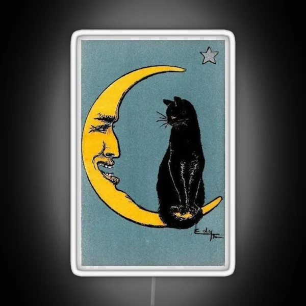 La Luna With Cat Tarot Card RGB Neon Sign