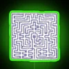 Elegant Labyrinth Pathway Illuminated with Vibrant Colorful RGB Neon Lights