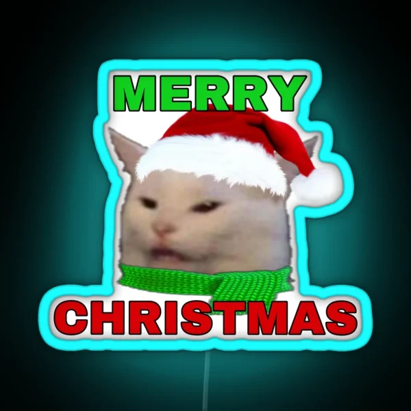 Lady Yelling At Cat Meme Christmas Reaction Led RGB Neon Sign