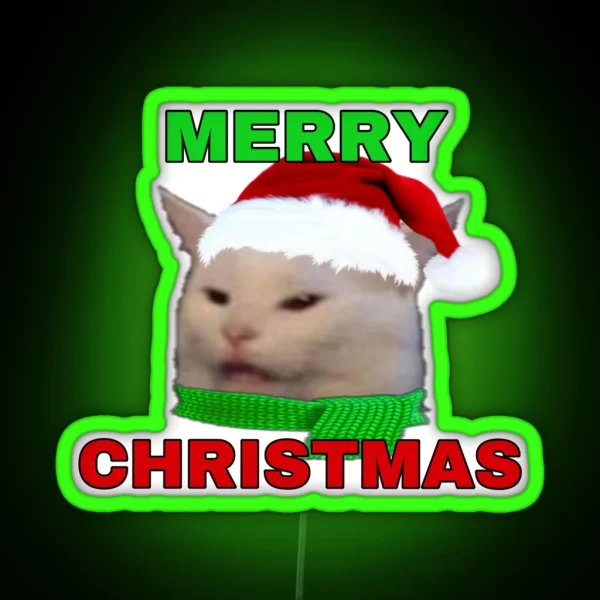 Lady Yelling At Cat Meme Christmas Reaction Led RGB Neon Sign