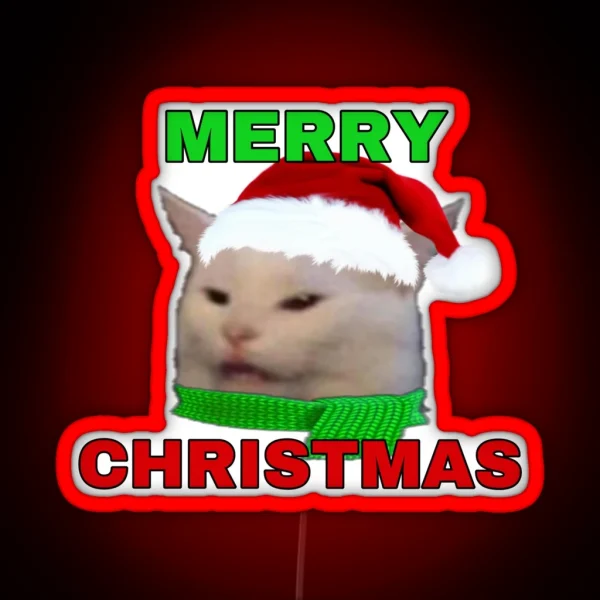 Lady Yelling At Cat Meme Christmas Reaction Led RGB Neon Sign