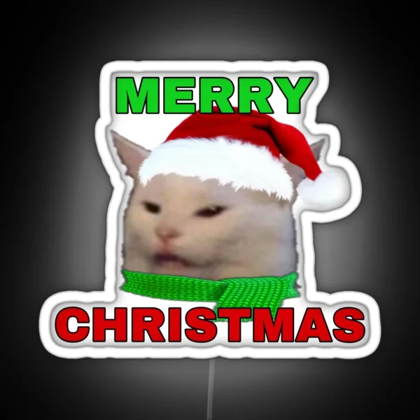 Lady Yelling At Cat Meme Christmas Reaction Led RGB Neon Sign