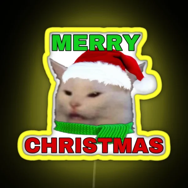 Lady Yelling At Cat Meme Christmas Reaction Led RGB Neon Sign