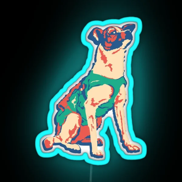 Laika Space Dog Vector Russian Propaganda Pup Retro Old RGB Neon Sign