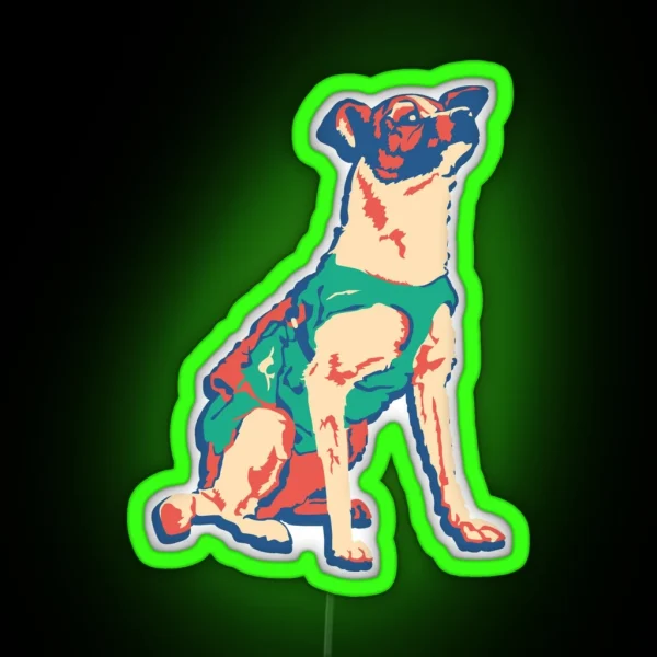 Laika Space Dog Vector Russian Propaganda Pup Retro Old RGB Neon Sign