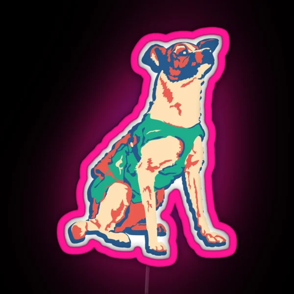 Laika Space Dog Vector Russian Propaganda Pup Retro Old RGB Neon Sign