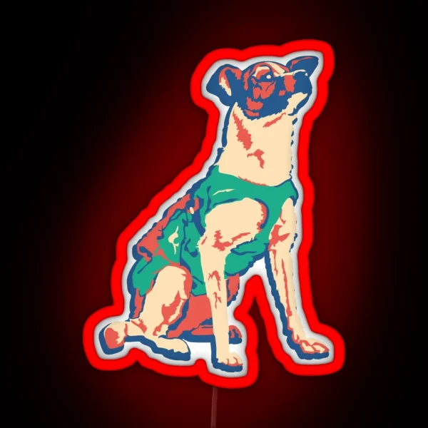 Laika Space Dog Vector Russian Propaganda Pup Retro Old RGB Neon Sign