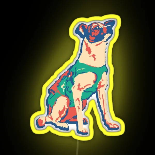 Laika Space Dog Vector Russian Propaganda Pup Retro Old RGB Neon Sign