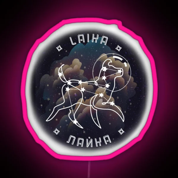 Laika Space Dog Version With Text RGB Neon Sign