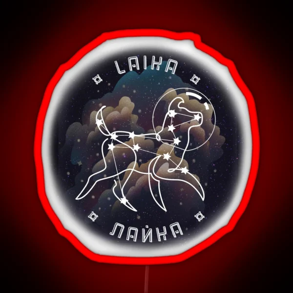 Laika Space Dog Version With Text RGB Neon Sign