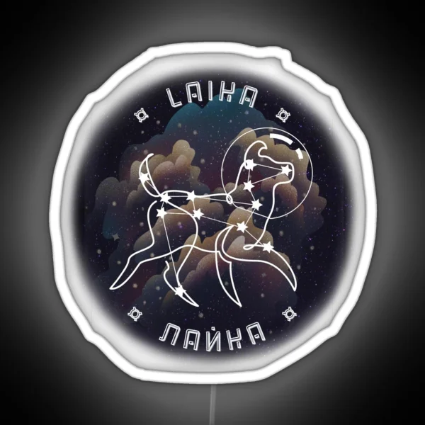 Laika Space Dog Version With Text RGB Neon Sign