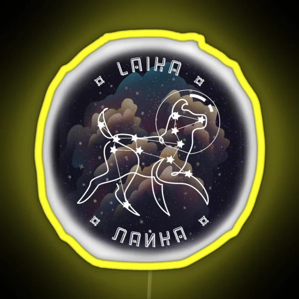 Laika Space Dog Version With Text RGB Neon Sign