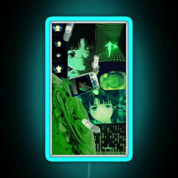 Lain Green Cybercore Aesthetic RGB Neon Sign