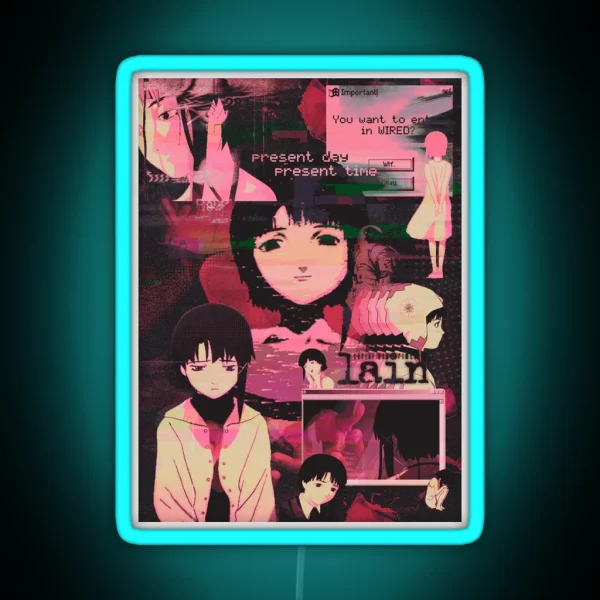 Lain Pink Cybercore Aesthetic RGB Neon Sign