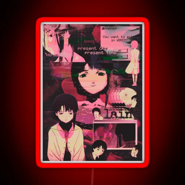 Lain Pink Cybercore Aesthetic RGB Neon Sign